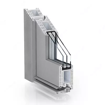 PVX eshik 76 mm tizim: Kömmerling 76 AluClip turar-joy eshiklari.