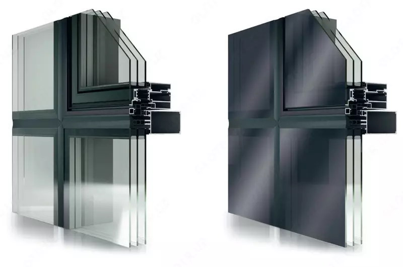Alyuminiy konstruktsiyalar. Fasad oynalari IF 50 SSG .