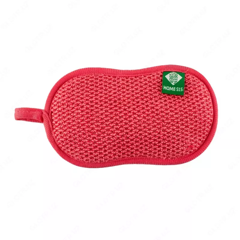 Губка для мытья посуды Green Fiber Home S15, 15.5х9 см (#06104, коралловый)