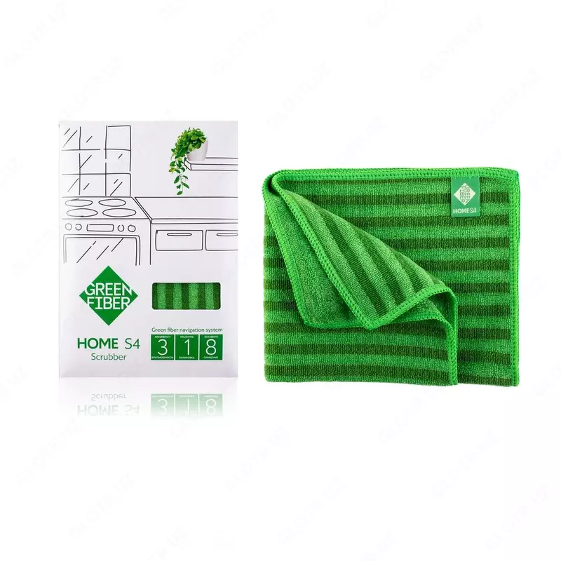 Скрабер Твист Green Fiber Home S4, 30х30 см (#06031, зеленый)