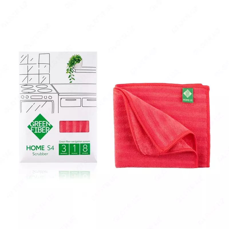 Скрабер Твист Green Fiber Home S4, 30х30 см (#06034, коралловый)