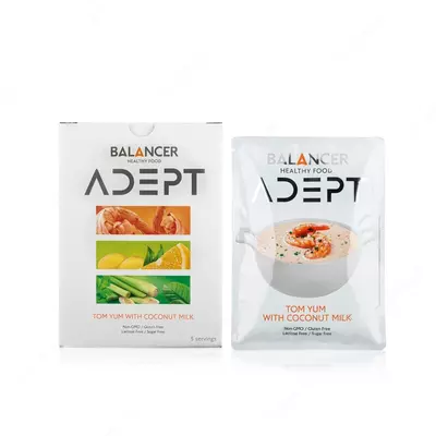 Коктейль BALANCER ADEPT со вкусом "Тайский суп Том Ям на кокосовом молоке", 5 саше х 50 гр (#01217)