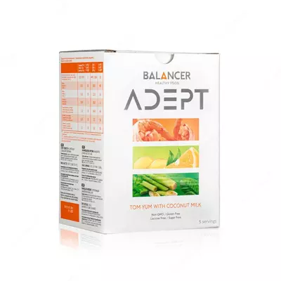 Коктейль BALANCER ADEPT со вкусом "Тайский суп Том Ям на кокосовом молоке", 5 саше х 50 гр (#01217)