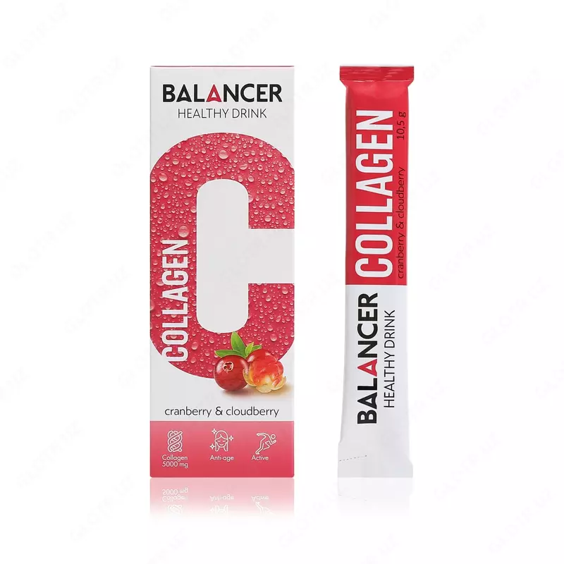 Напиток BALANCER COLLAGEN со вкусом "Клюква-Морошка", 10 стиков х 10,5 г (#01225)