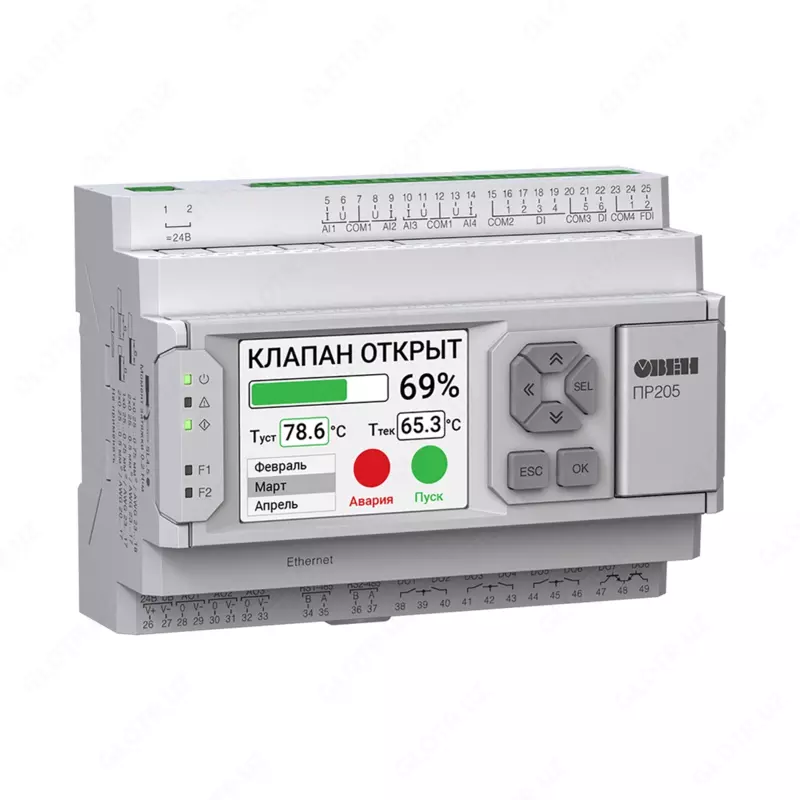 ПР205 программируемое реле с графическим дисплеем и Ethernet