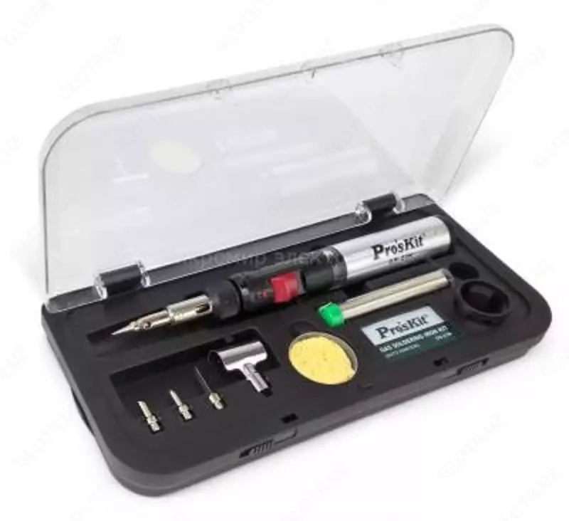 ProsKit GS-23K — газовый паяльник 3 в 1 (керамический нагреватель) с автоподжигом с набором насадок в футляре