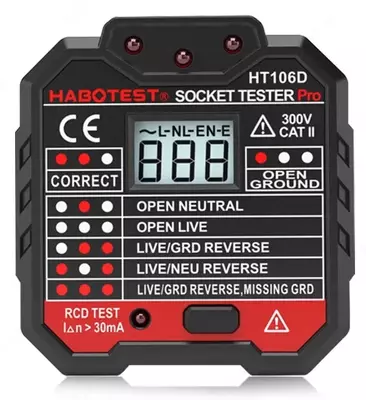 HT106D — тестер розеток и УЗО
