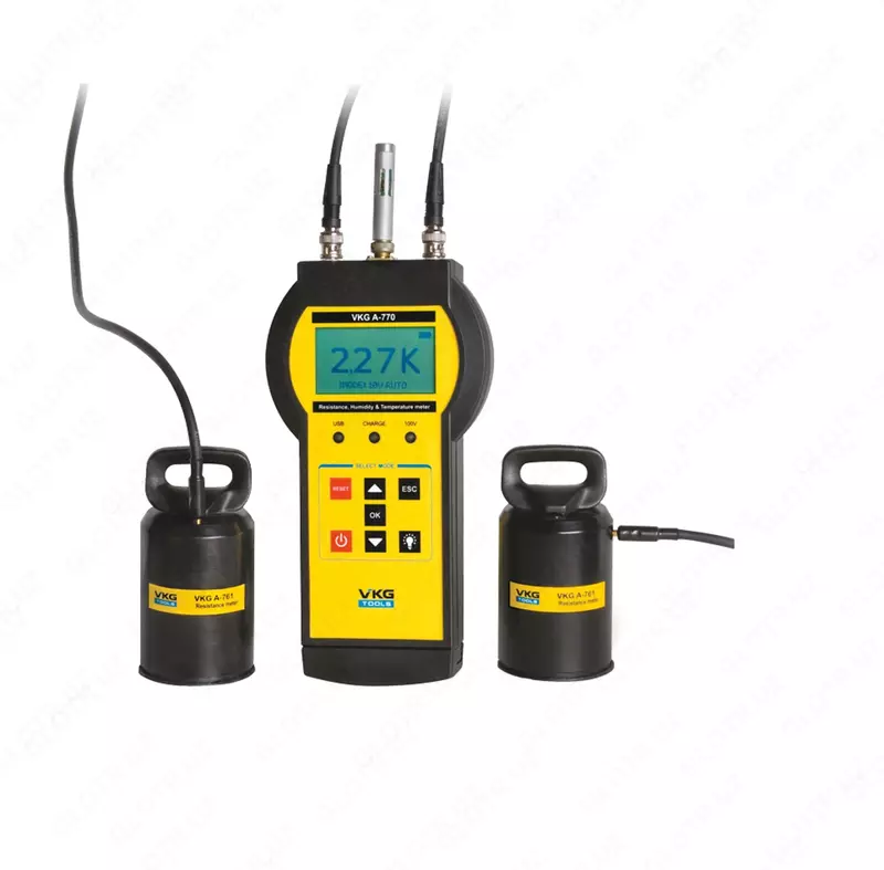 VKG A-770 — прибор измерения поверхностного сопротивления покрытий, влажности воздуха и температуры