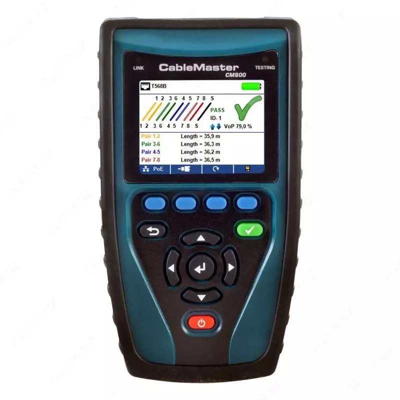 CableMaster 800 — сетевой тестер витой пары RJ45/12/11 и коаксиального кабеля (с определением длины, метод TDR)