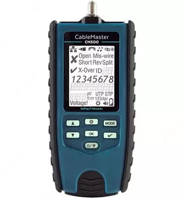 CableMaster 500 — тестер витой пары RJ45/12/11 и коаксиального кабеля (с определением длины)
