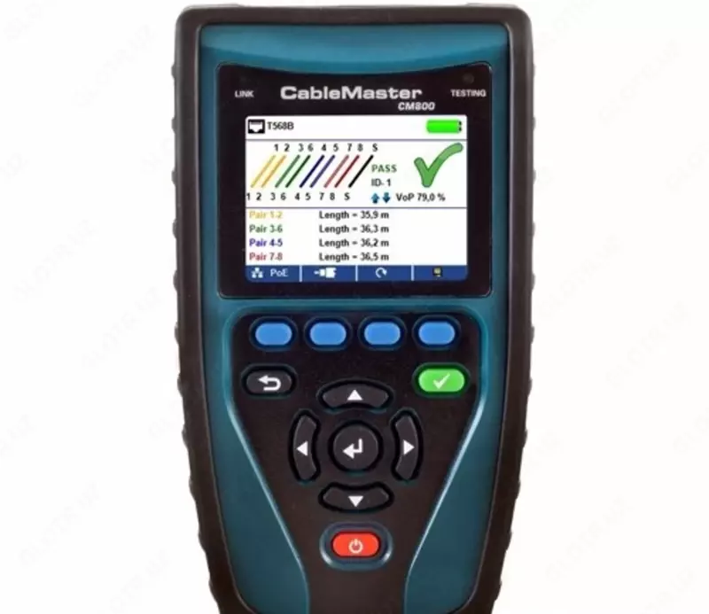 CableMaster 800 — сетевой тестер витой пары RJ45/12/11 и коаксиального кабеля (с определением длины, метод TDR)
