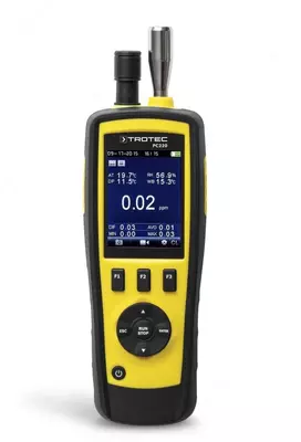 Trotec PC220 — анализатор пыли с измерением угарного газа (CO), формальдегида (HCHO) и летучих органических соединений (VOC/TVOC)