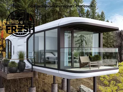 Модульный дом Space Capsule House E8 с 2 спальнями и балконом площадью 36,8 м²