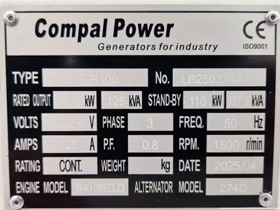 Электрогенератор Unused 2025 Compal Power VG-R100