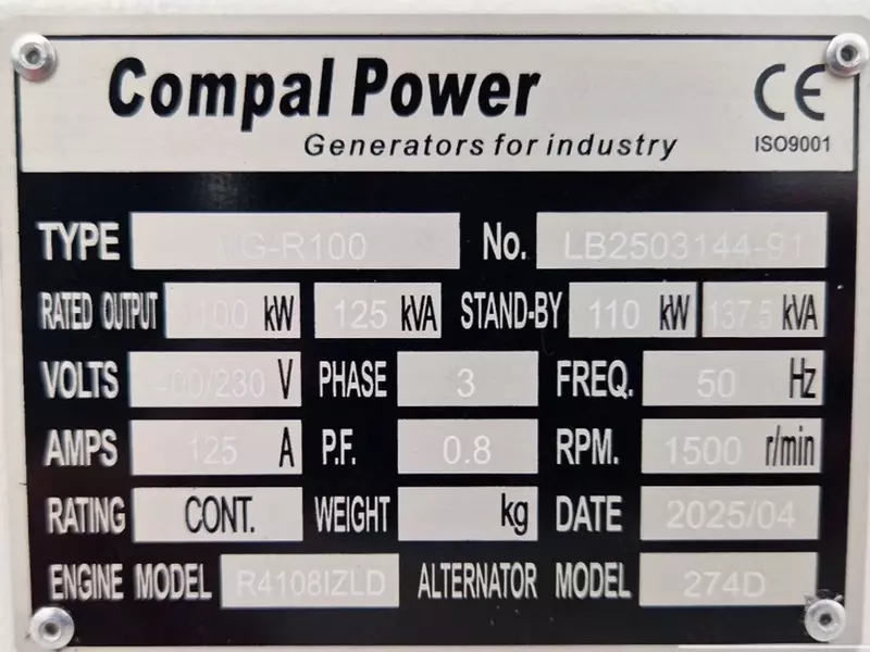 Электрогенератор Unused 2025 Compal Power VG-R100