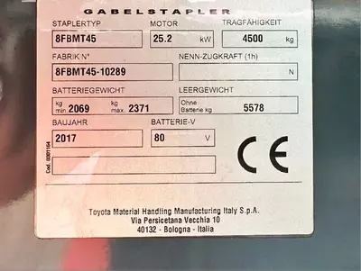 Электропогрузчик Toyota 8FBMT45