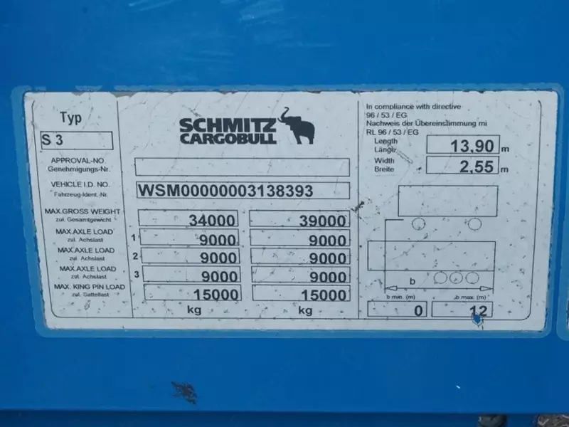  Полуприцеп Schmitz Cargobull Firanka/Кош Н.А. Палеты/Стандарт/ - Tirkamalar