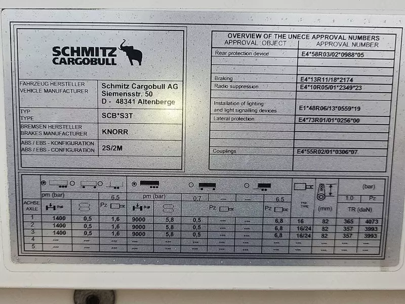 Yopiq yarim tirkama Schmitz SCB*S3T (91 m3)