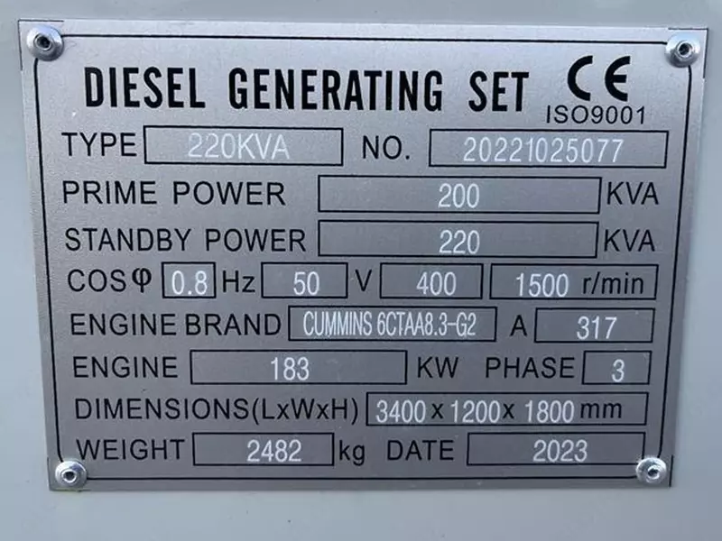 Cummins 220 kVA generatori