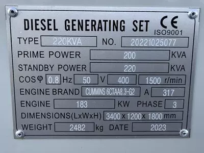 Cummins 220 kVA generatori
