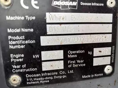 Doosan DX57 W-5 g‘ildirakli ekskavatori