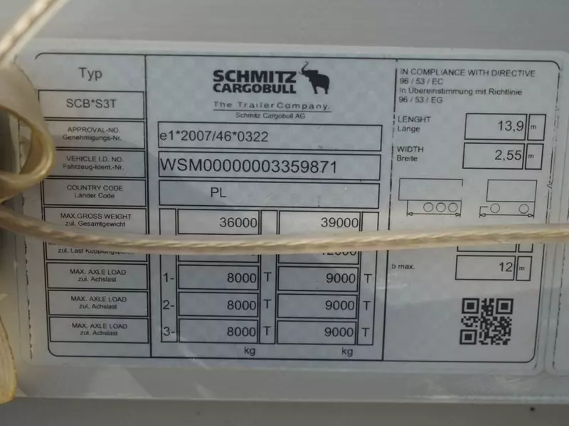 SCHMITZ-CARGOBULL chodirli yarim tirkama