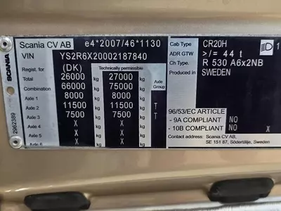 Тягач Scania R 530 V8 NGS 6x2