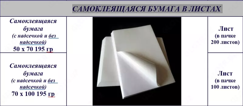 САМОКЛЕЯЩАЯСЯ БУМАГА В ЛИСТАХ
