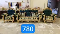 "Italyancha uslubda" yumshoq mebellar to'plami. Model № 014 (to‘q yashil/oltin)