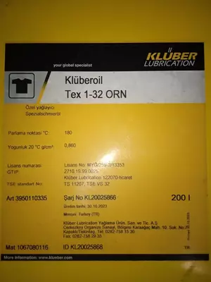 Текстильное масло Kluberoil Tex 1-32 ORN - 89 500 сум / литр