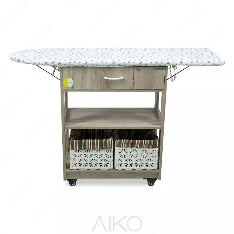 AIKO savatli g'ildiraklardagi yig'ma dazmol taxtasi