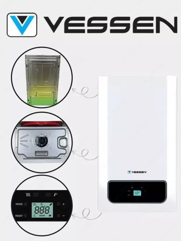 Газовый конвекционный котёл "Vessen" VH-S 32 kW (Белый) Турция Только в розницу