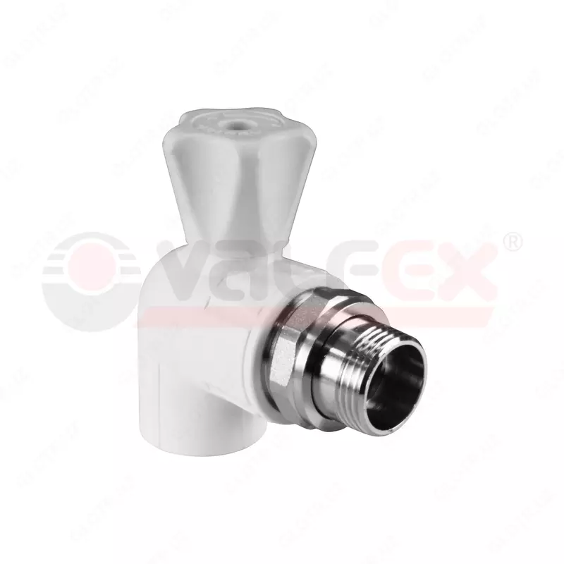 Кран шаровой для радиатора угловой 20х1/2 (60/10) (Valfex) ЗАВОД ВАЛФ-РУС БЕЛЫЙ