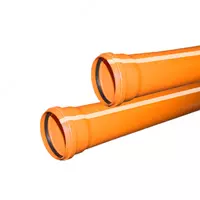 Труба ф110 с раструбом L=0.5 м ораньжевая наружняя канализионная толщина ст. - 3.4 (30) VALFEX.