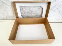 {0} so'mdan Oq va jigar rangli karton quti oynali