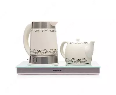 Электрический чайный набор 1.7/1 л. "Shivaki" TM 8113W (Керамика) Белый