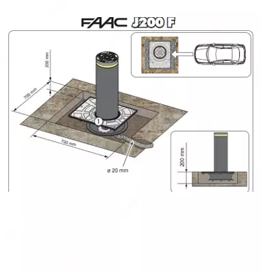 Стационарный блокиратор для контроля доступа "FAAC" J200F Н600 INOX - Цена по запросу