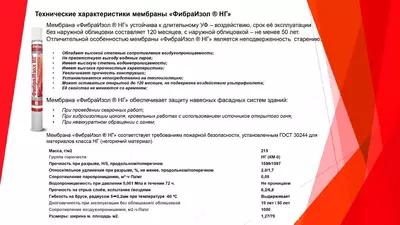 Негорючая ветро-влагозащитная мембрана ФибраИзол ® - 25 000 сум / кв.м