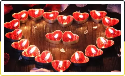 54 000 сум / шт. Декоративные чайные свечи в форме сердца - Romantic Love 50 свечей в комплекте