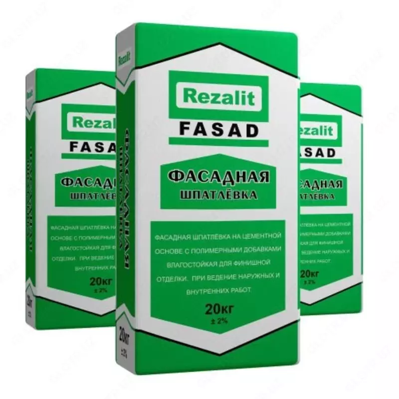 «FASAD» Фасадная шпатлевка водостойкая (серая) 20кг усиленная