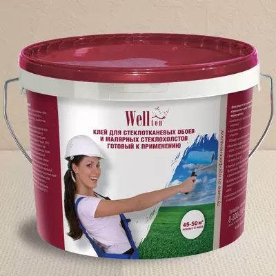 Готовый клей "Wellton" 10 кг для стеклохолста