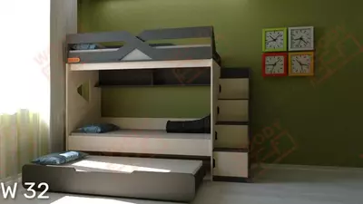 Комплект для троих  W 32 с лестницей в виде шкафчиков. - 4 650 000 сум / шт.