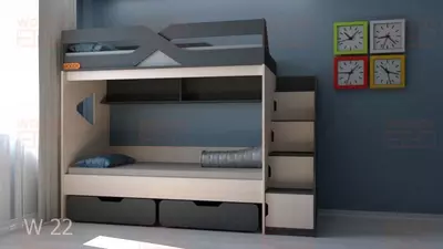 4 450 000 сум / шт. Двухъярусная кровать  W 22 с лестницей в виде шкафчиков.