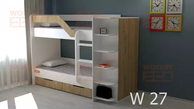 Двухъярусная кровать с встроенным шкафом и ящиками W 27. - 4 650 000 сум / шт.
