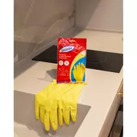 Перчатки резиновые Luscan латекс хлопковое напыление желтые р-р L