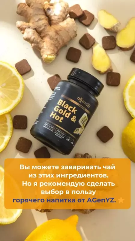  Инновационная международная компания AGenYZ - “Black Gold & Hot”- горячий напиток из чаги  имбиря и лимона