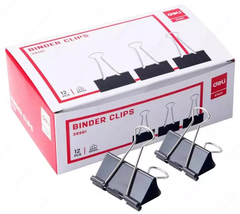 Зажим для бумаг Deli, 51 мм, упаковка