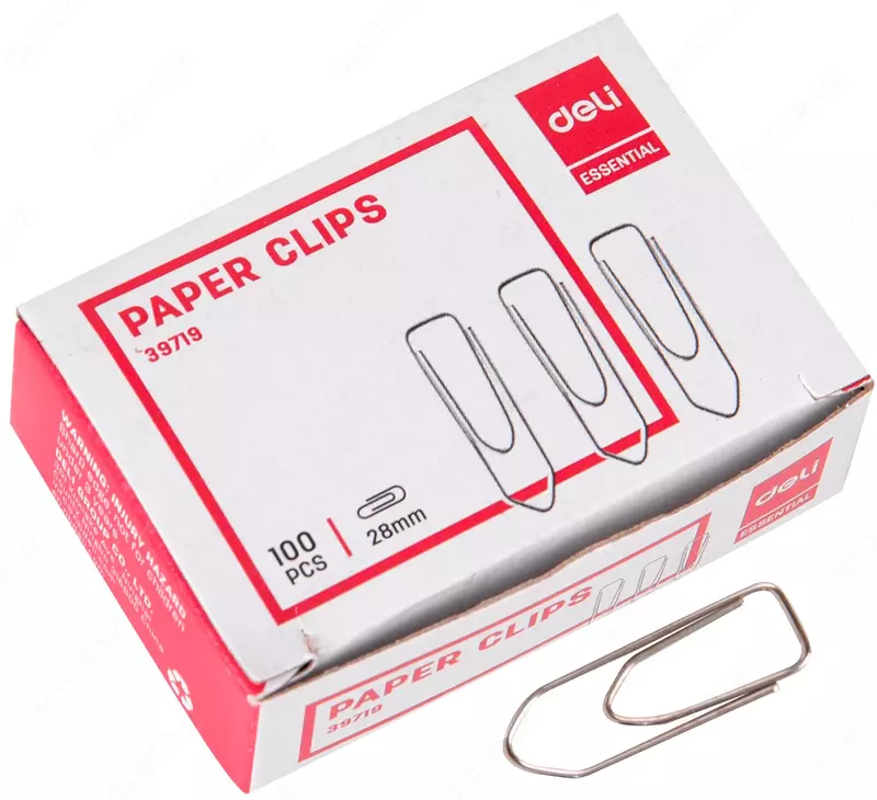 Скрепки канцелярские Deli E39719 28 мм, 100 шт