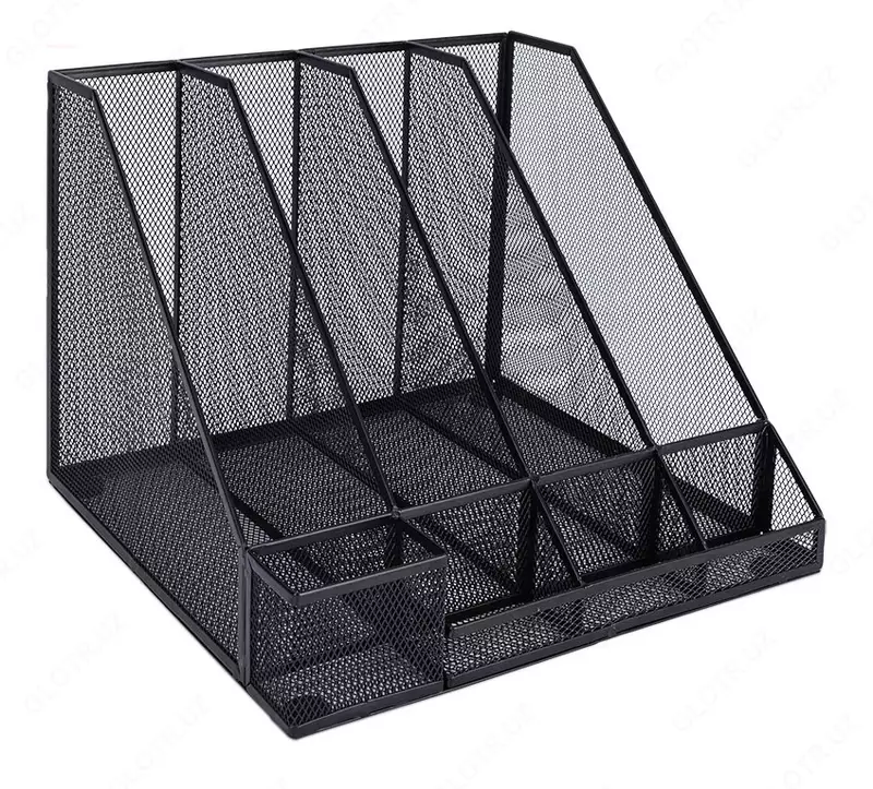 Лоток вертикальный для бумаг, 4 секции, металлическая сетка