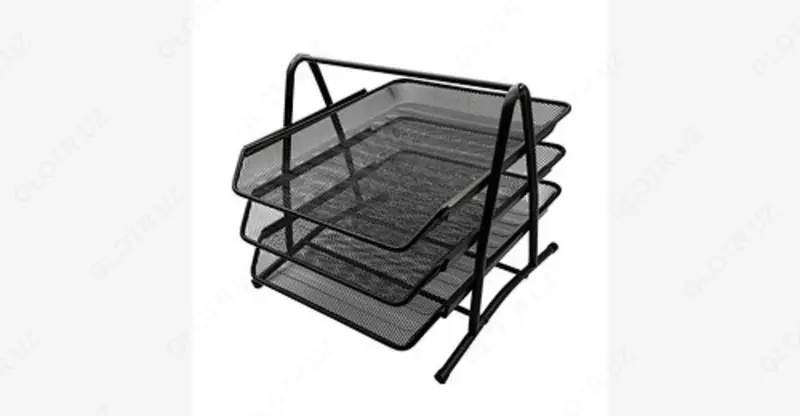 Лоток горизонтальный для бумаг, 3 секции, металлическая сетка